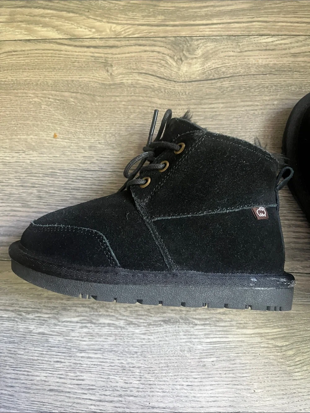 Lamo Kids Black Suede Lace-Up Rain & Snow Boots